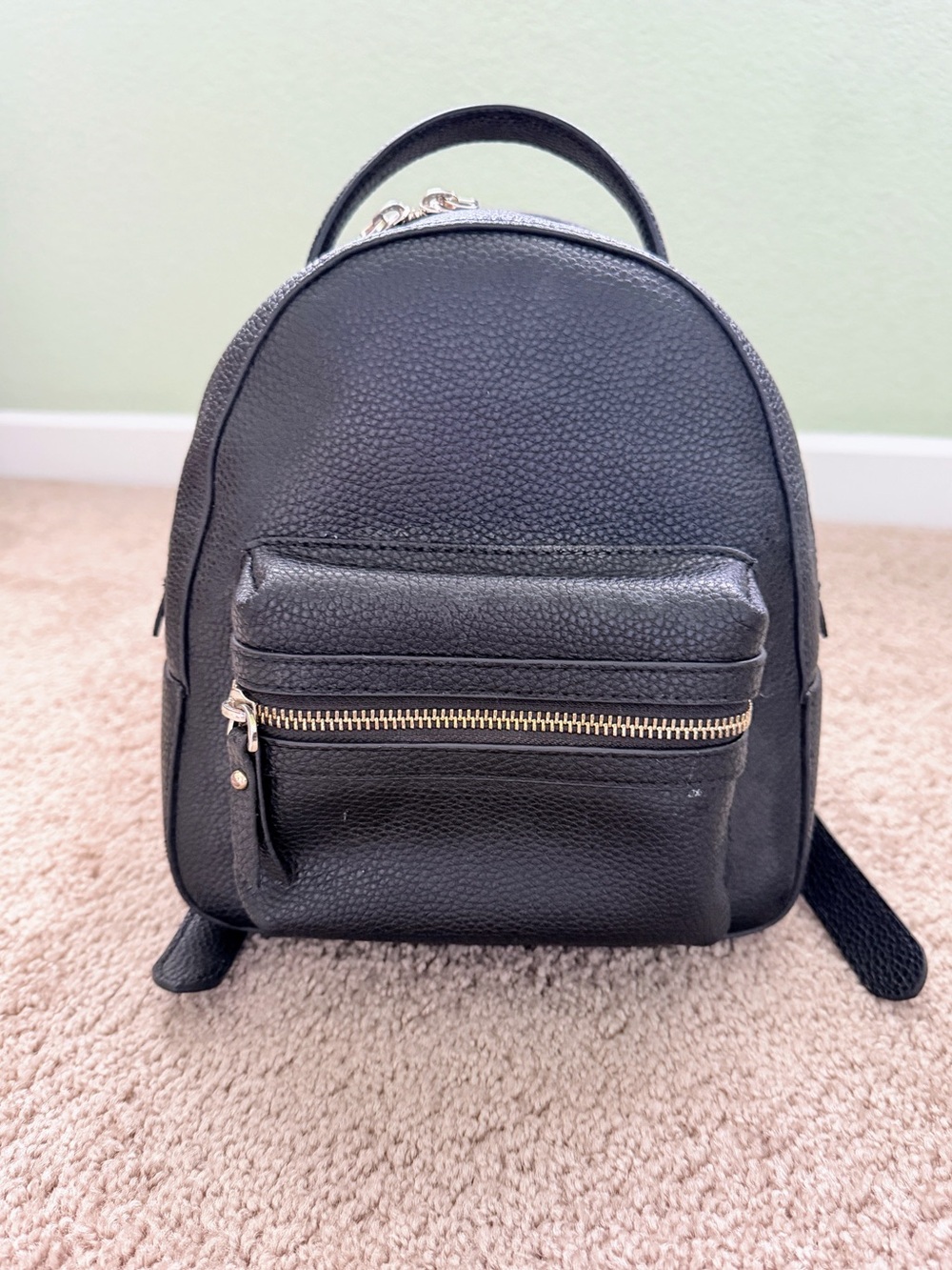 Leather Black Pebbled Mini Backpack, Brooks Brothers